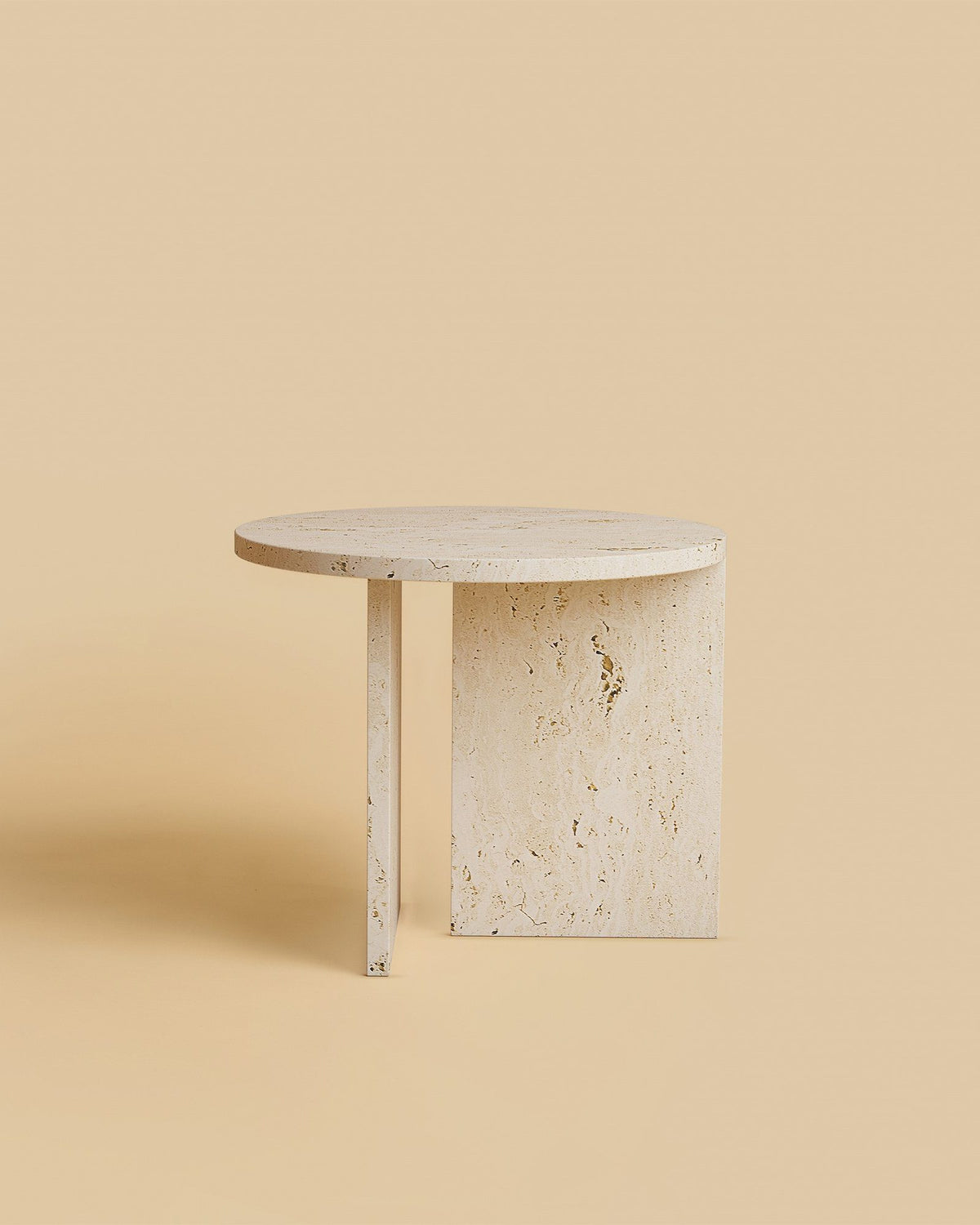 kyushu side table by lebanto, roman travertine