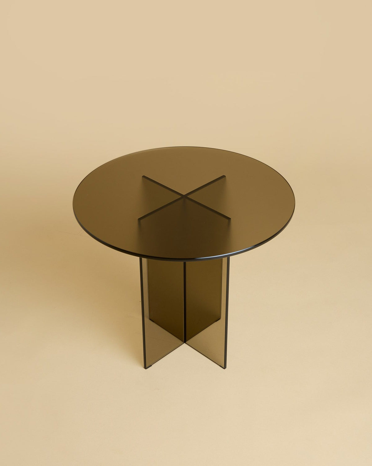 amami side table by lebanto, bronzed glass, from above