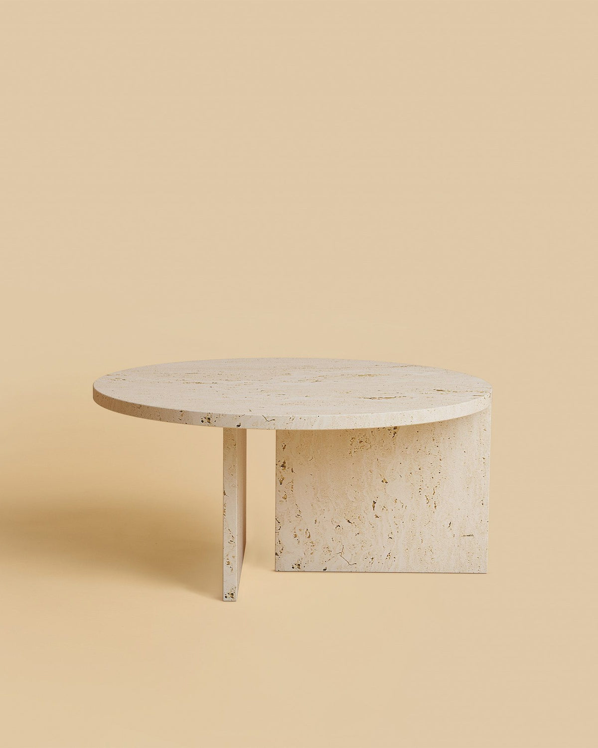 hashi coffee table by lebanto, roman travertine