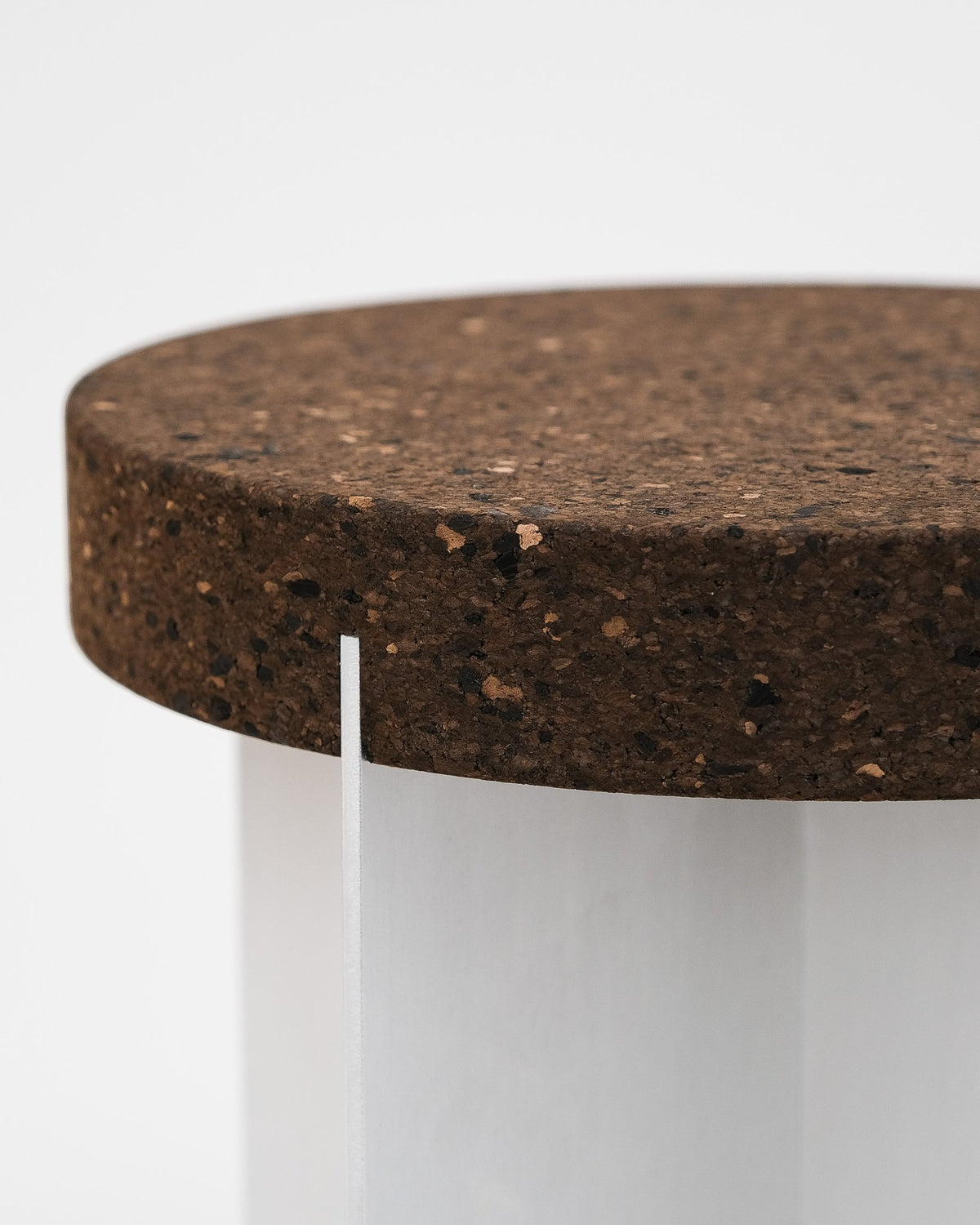 cork-x stool, detail of cork and aluminium