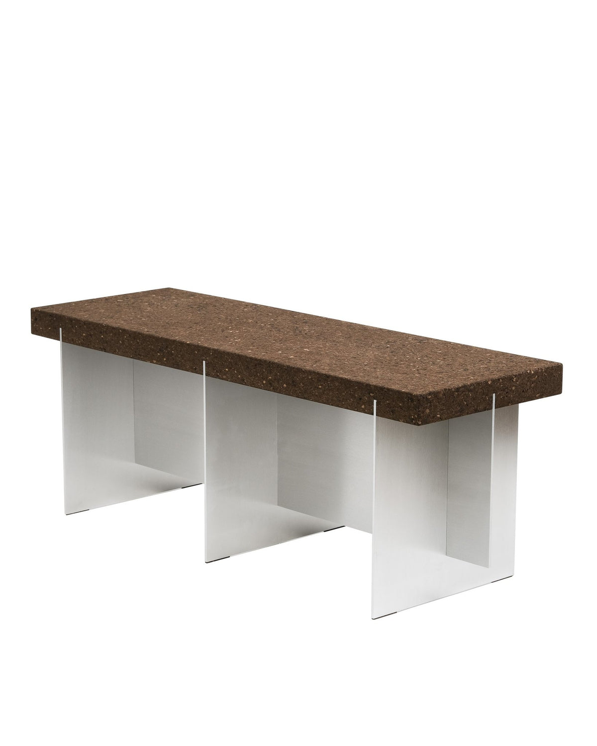 cork-x bench by robert megel: cork seat on laser-cut aluminium legs