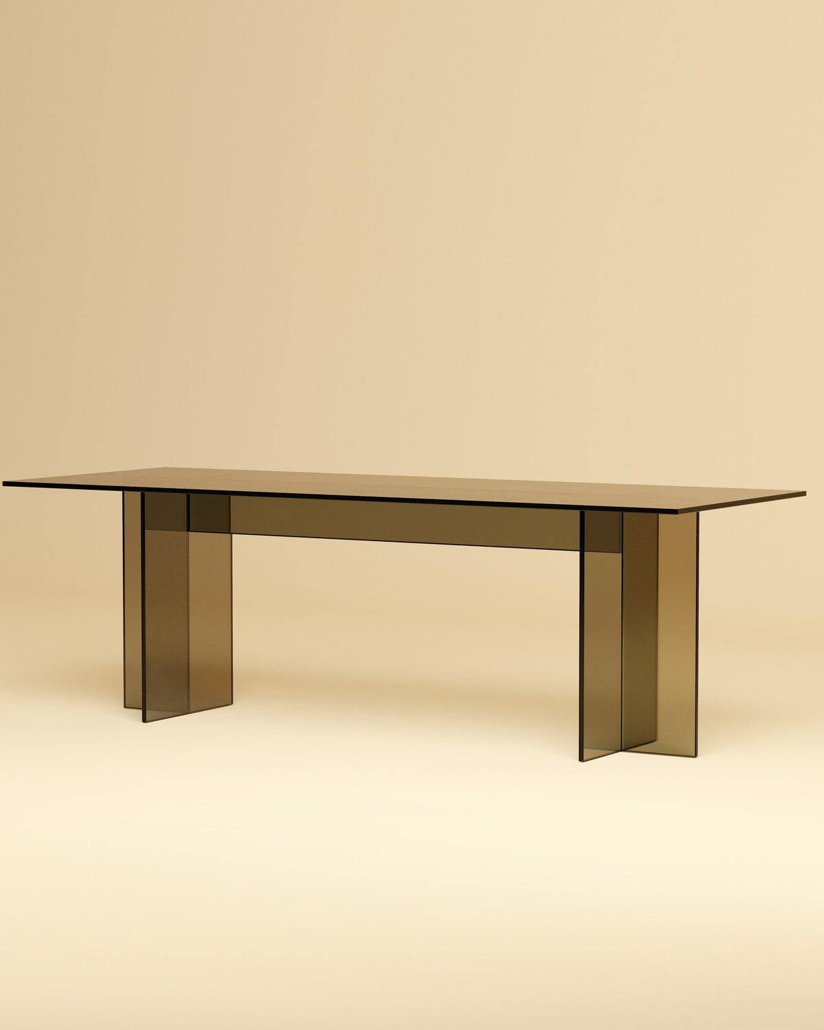 noor lounge table by lebanto, bronzed glass, front