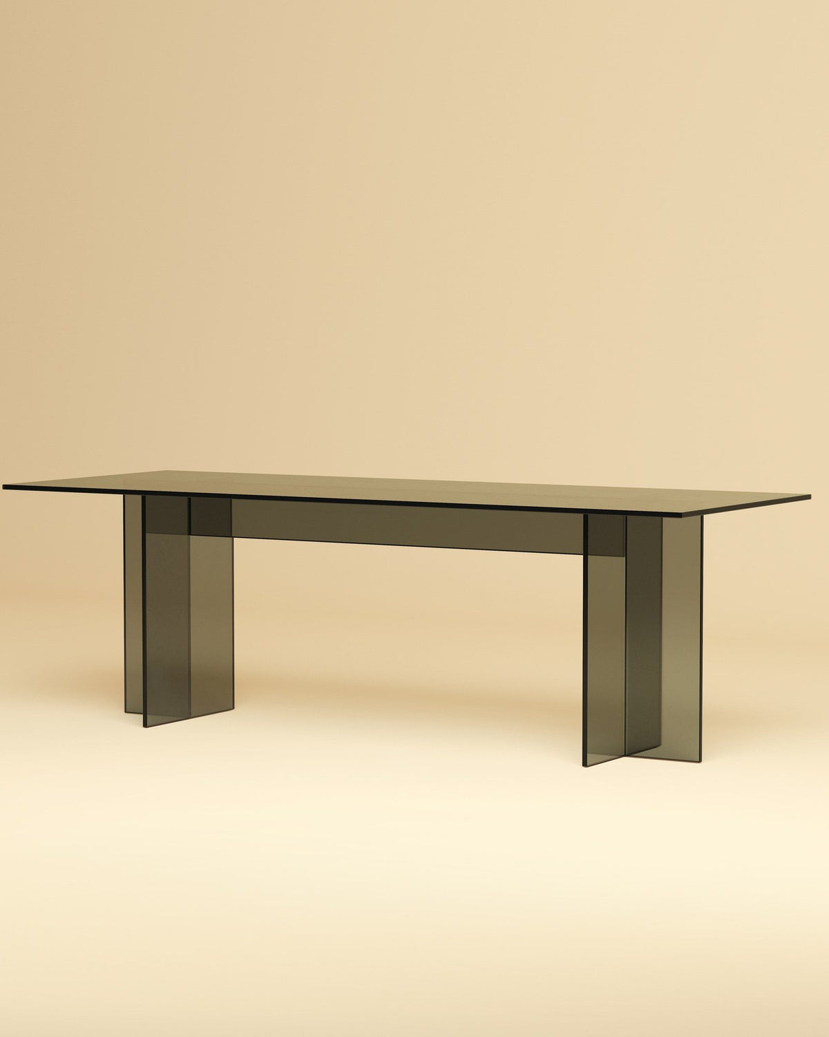 noor lounge table by lebanto, smoked glass, front