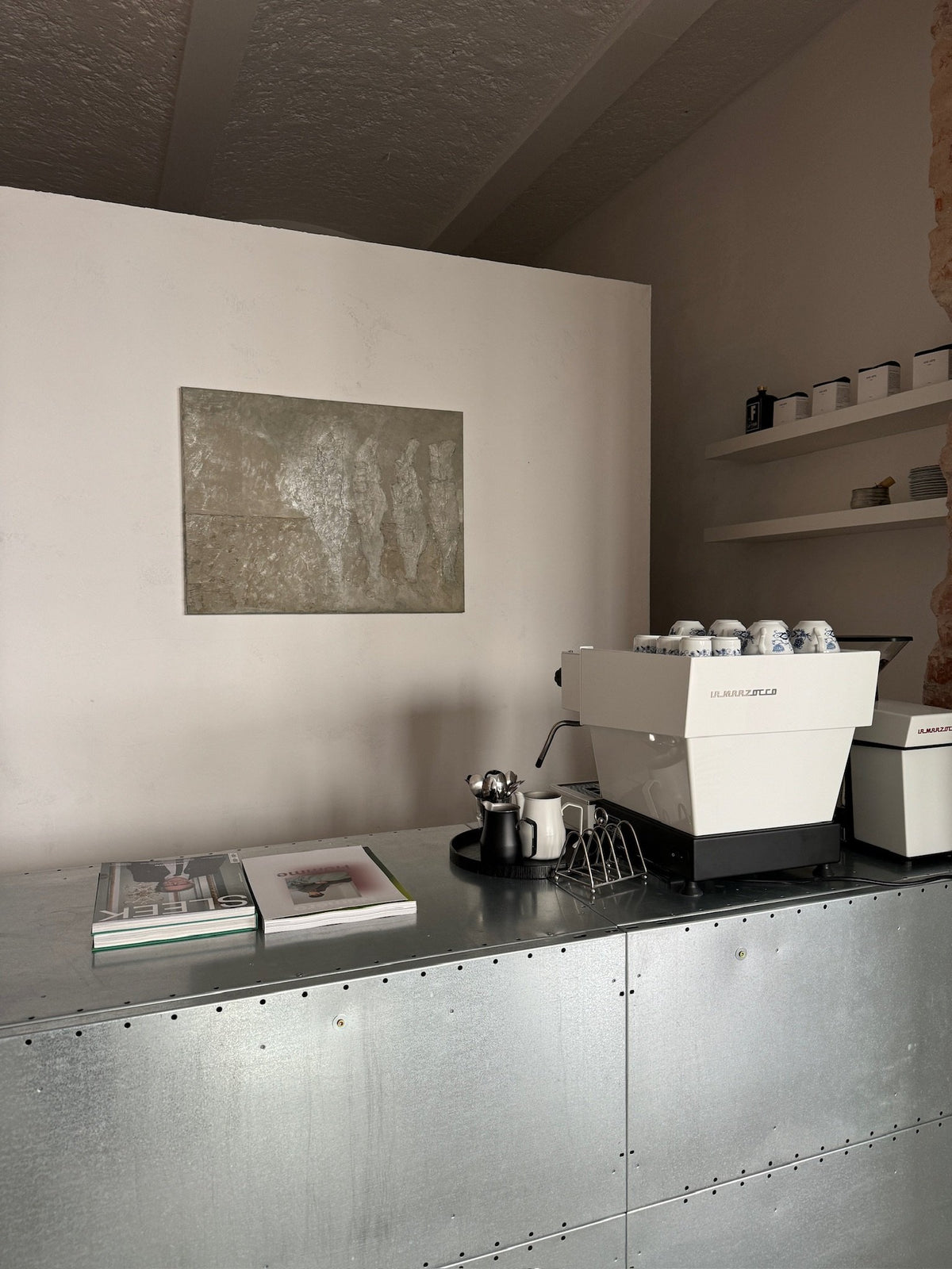 espresso bar on the steel counter, spazio Munich