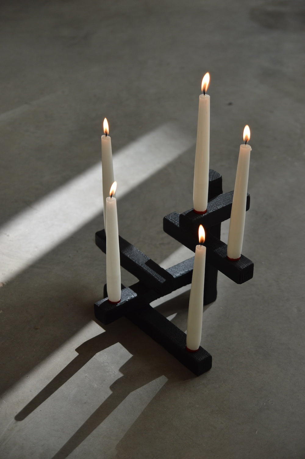 tetris candle holder, size 5 — five lit tapers · studio von schoenebeck · collectible design at spazio