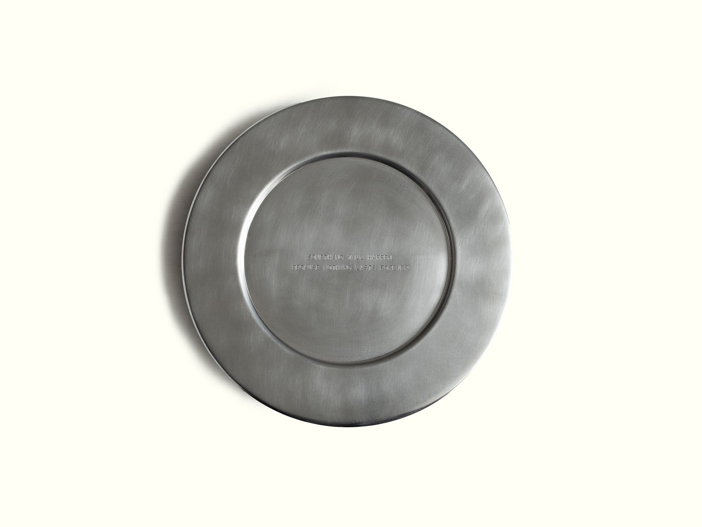 traces charging plate 'something will happen because nothing lasts forever' — brushed aluminium · studio von schoenebeck · collectible design at spazio